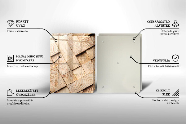 Placă sticla protectie aragaz Pătrate de lemn