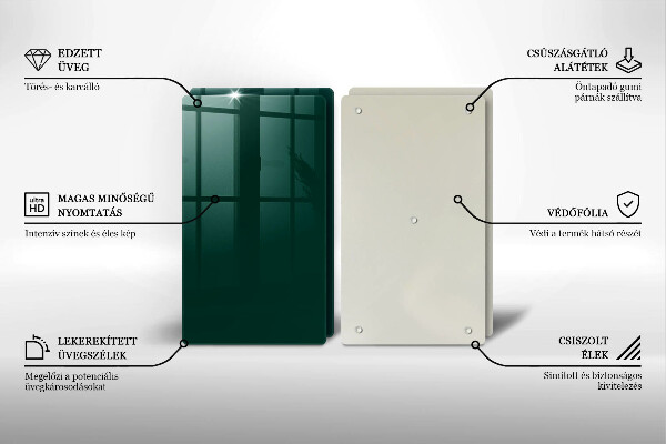 Placă sticla protectie aragaz Culoarea verde