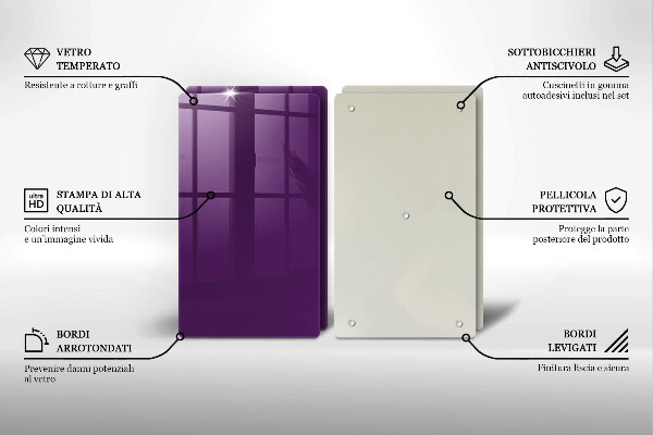 Placă sticla protectie aragaz Culoare violet