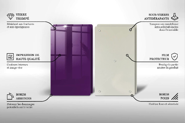 Placă sticla protectie aragaz Culoare violet