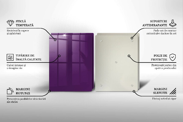 Placă sticla protectie aragaz Culoare violet