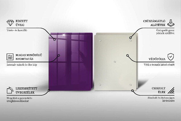 Placă sticla protectie aragaz Culoare violet