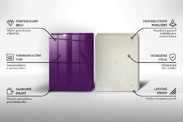 Placă sticla protectie aragaz Culoare violet