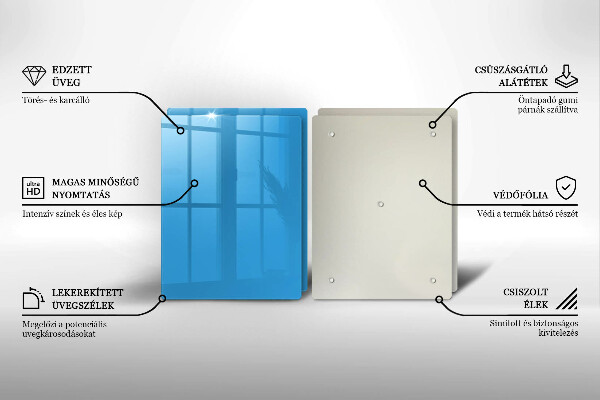 Placa din sticla protectie perete bucatarie Culoarea albastra