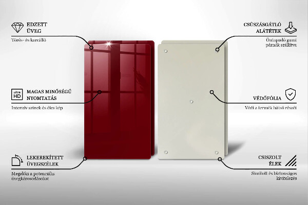 Placa din sticla protectie perete bucatarie Culoare visiniu