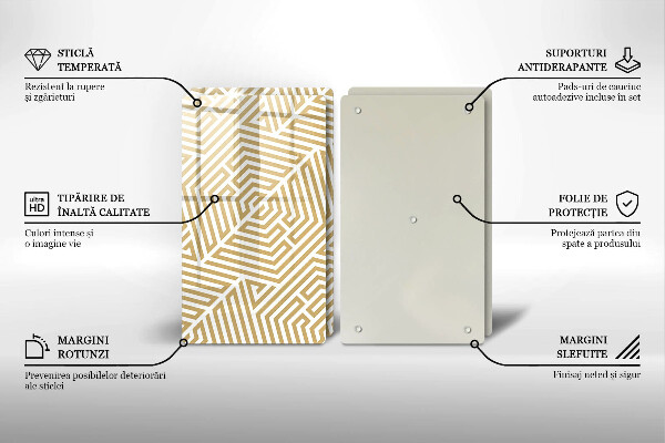 Placă sticla protectie aragaz Linii geometrice