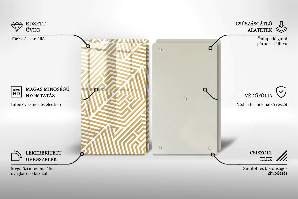 Placă sticla protectie aragaz Linii geometrice