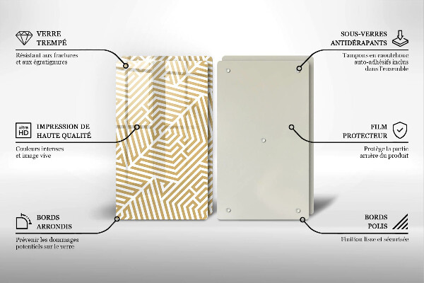 Placă sticla protectie aragaz Linii geometrice