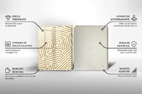 Placă sticla protectie aragaz Linii geometrice