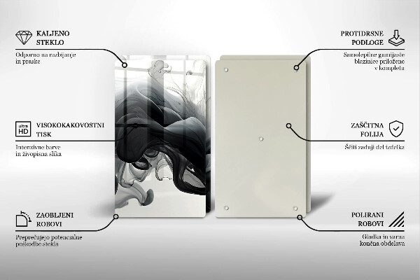 Placă sticla protectie aragaz Fum negru abstracție