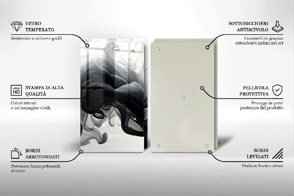 Placă sticla protectie aragaz Fum negru abstracție