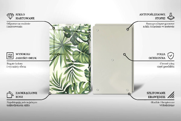 Placă din sticla protectie perete Ilustrație cu frunze de monstera