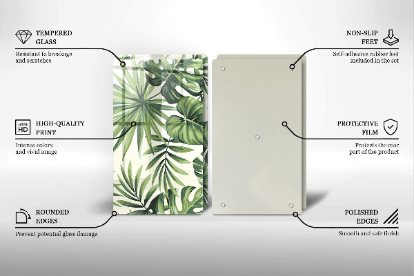 Placă din sticla protectie perete Ilustrație cu frunze de monstera