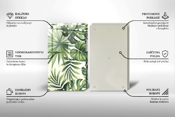 Placă din sticla protectie perete Ilustrație cu frunze de monstera