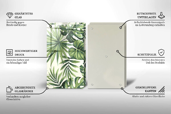 Placă din sticla protectie perete Ilustrație cu frunze de monstera