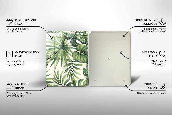 Placă din sticla protectie perete Ilustrație cu frunze de monstera