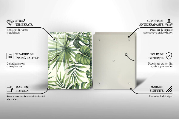 Placă din sticla protectie perete Ilustrație cu frunze de monstera