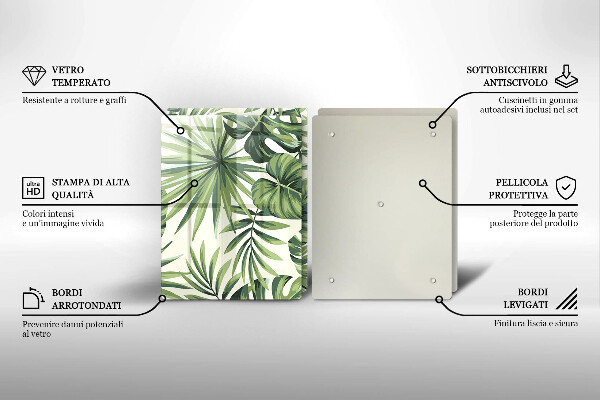 Placă din sticla protectie perete Ilustrație cu frunze de monstera