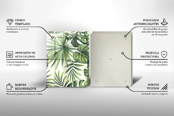 Placă din sticla protectie perete Ilustrație cu frunze de monstera