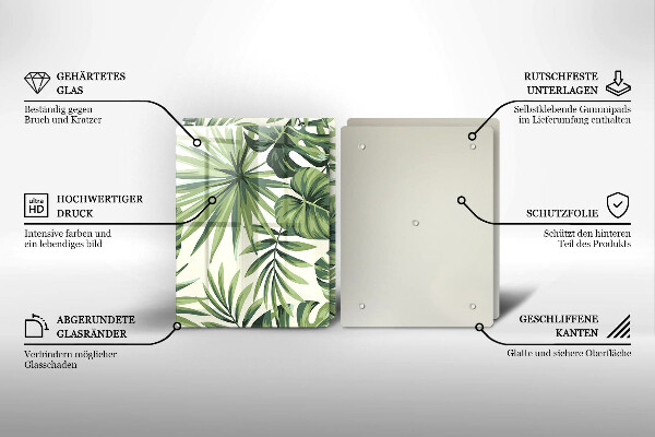 Placă din sticla protectie perete Ilustrație cu frunze de monstera