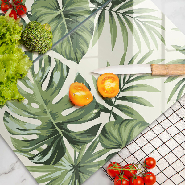 Placă din sticla protectie perete Ilustrație cu frunze de monstera
