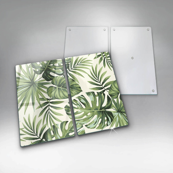 Placă din sticla protectie perete Ilustrație cu frunze de monstera