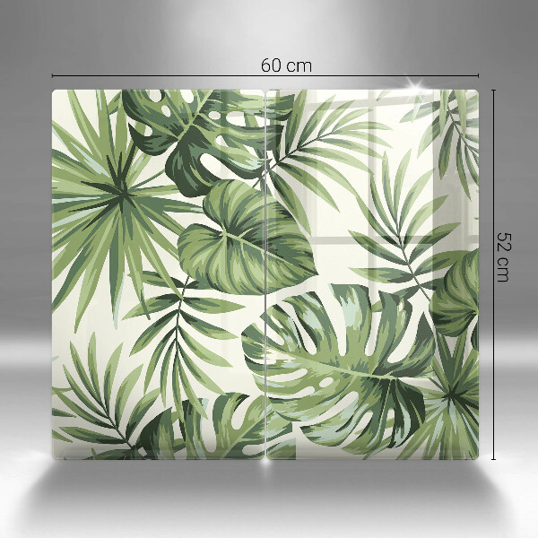 Placă din sticla protectie perete Ilustrație cu frunze de monstera
