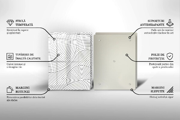 Placă sticla protectie aragaz Abstracția liniilor negre
