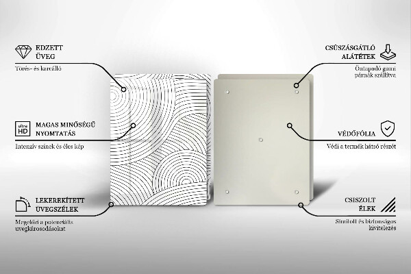 Placă sticla protectie aragaz Abstracția liniilor negre