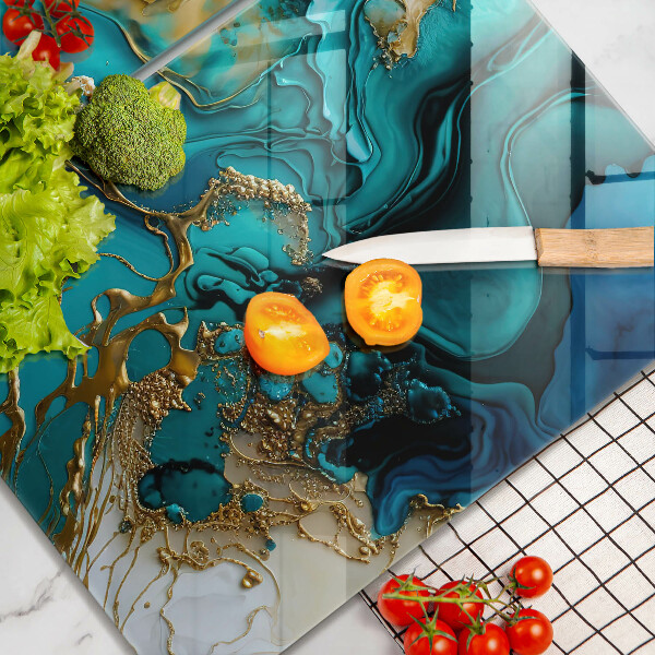 Placă sticla protectie aragaz Abstracție turcoaz