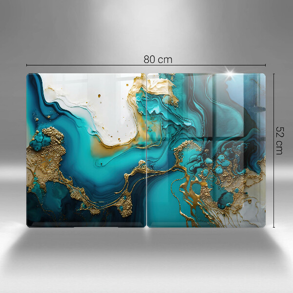 Placă sticla protectie aragaz Abstracție turcoaz