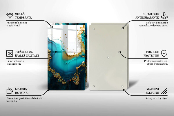 Placă sticla protectie aragaz Abstracție turcoaz