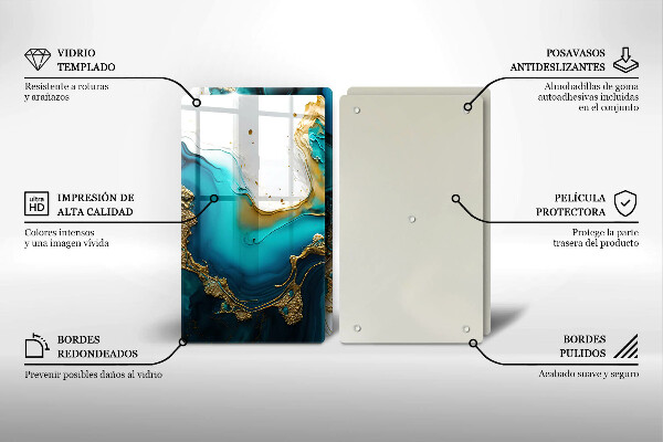 Placă sticla protectie aragaz Abstracție turcoaz