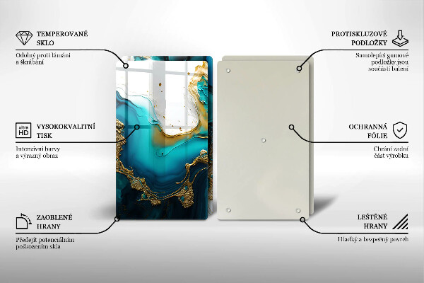 Placă sticla protectie aragaz Abstracție turcoaz