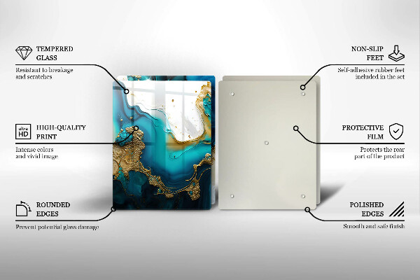 Placă sticla protectie aragaz Abstracție turcoaz