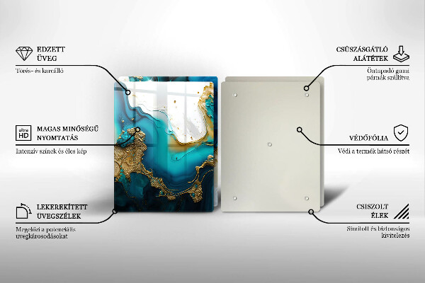 Placă sticla protectie aragaz Abstracție turcoaz
