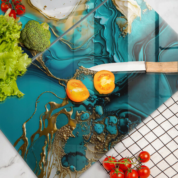 Placă sticla protectie aragaz Abstracție turcoaz