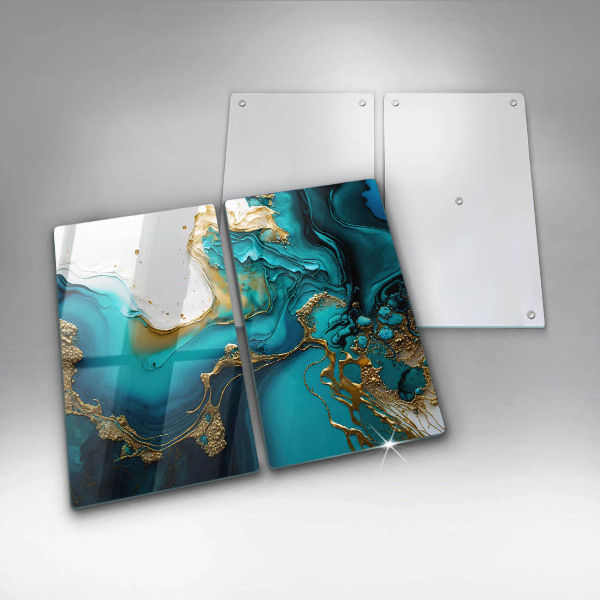 Placă sticla protectie aragaz Abstracție turcoaz