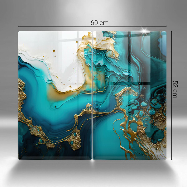 Placă sticla protectie aragaz Abstracție turcoaz