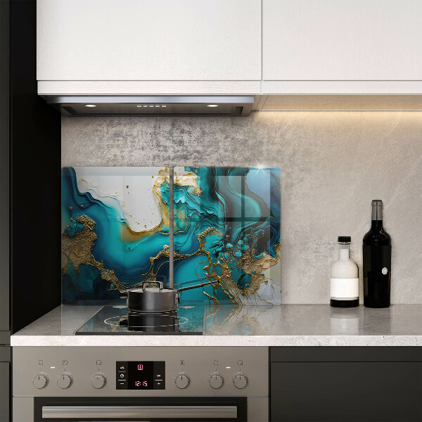 Placă sticla protectie aragaz Abstracție turcoaz