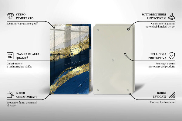 Placă sticla protectie aragaz Textura cu aur