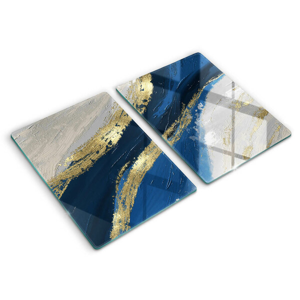 Placă sticla protectie aragaz Textura cu aur