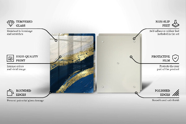 Placă sticla protectie aragaz Textura cu aur