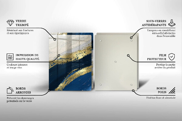 Placă sticla protectie aragaz Textura cu aur