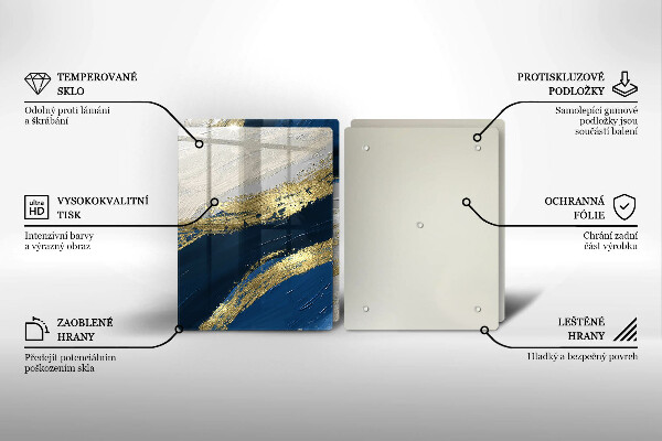 Placă sticla protectie aragaz Textura cu aur