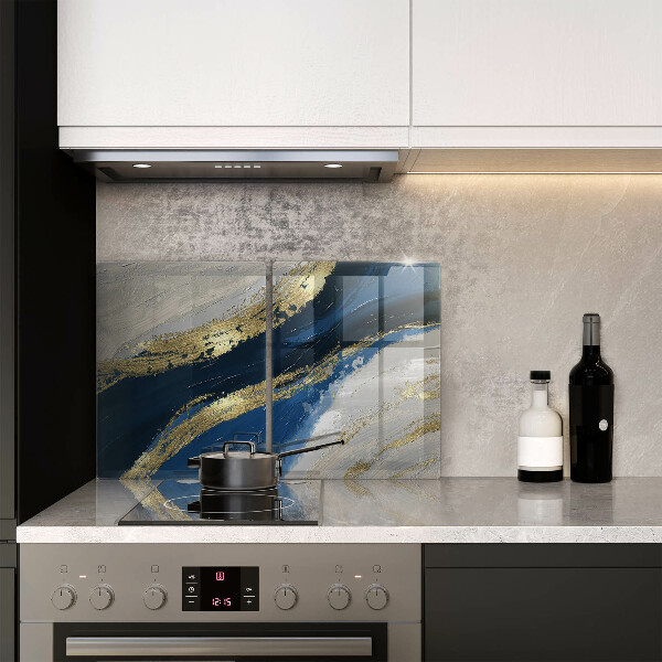 Placă sticla protectie aragaz Textura cu aur