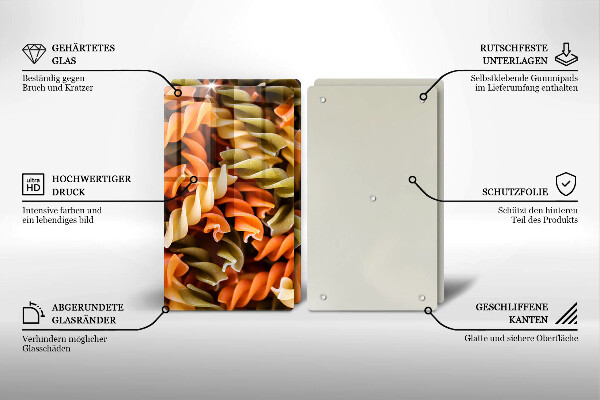 Placă sticla protectie aragaz Paste fusilli