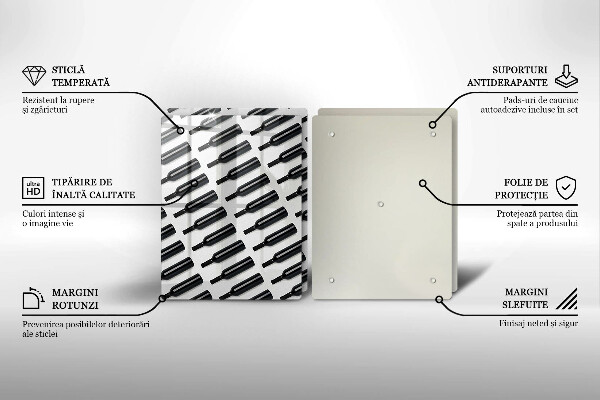 Placă sticla protectie aragaz Sticle de vin negru