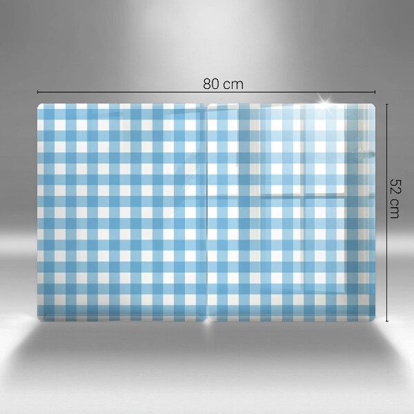 Placă sticla protectie aragaz Model în carouri albastre și albe