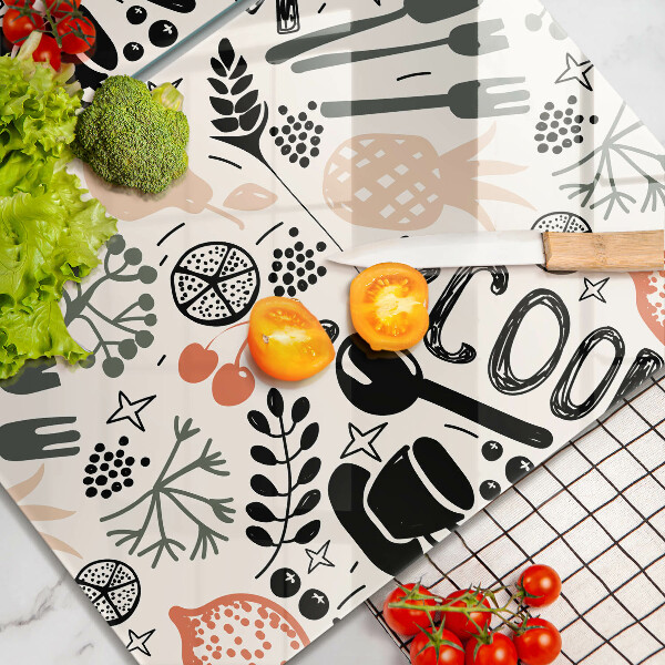 Placa din sticla protectie perete bucatarie Motiv de bucătărie din desene animate